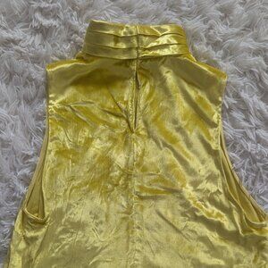 Amanda Uprichard Velvet Two-Piece Set — Yellow (M) | Mock-Neck Tank + Maxi Skirt